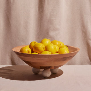 Sculptural Large Bowl Arjun Wood and White Marble