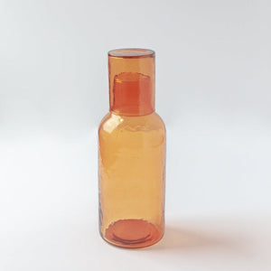 Handblown Hammered Glass Carafe - Amber