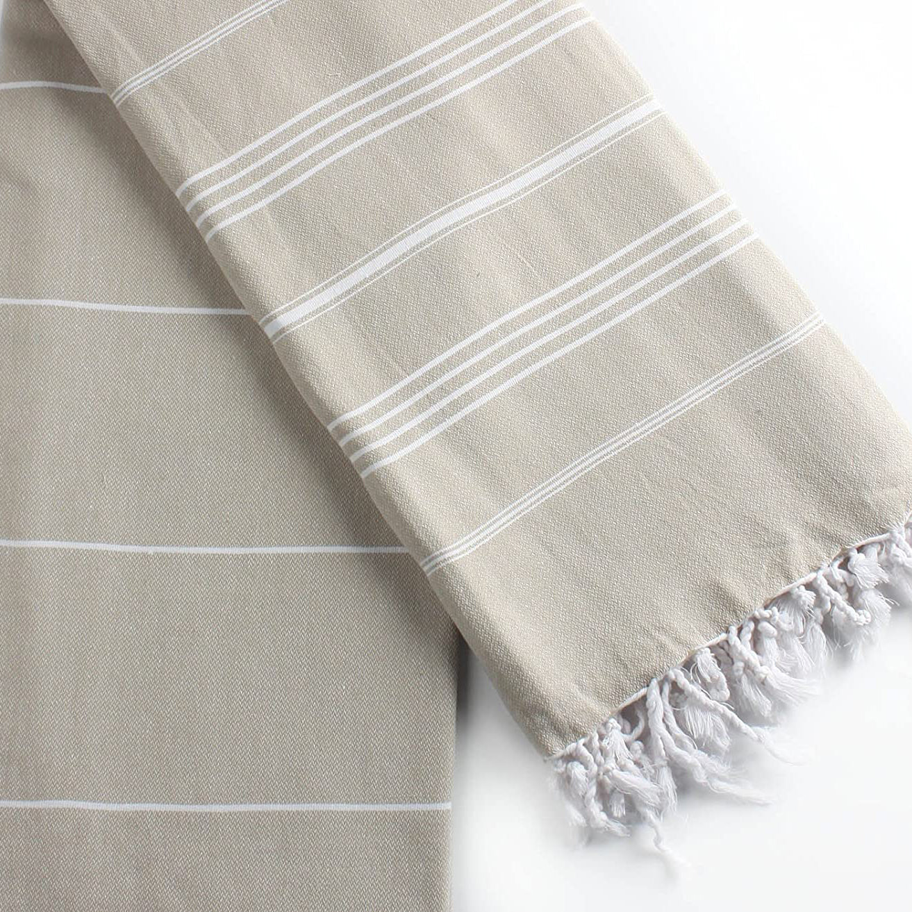 Beige and white stripped Turkish towel 