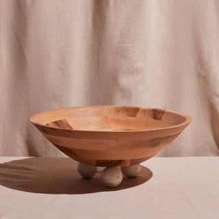 Sculptural Large Bowl Arjun Wood and White Marble