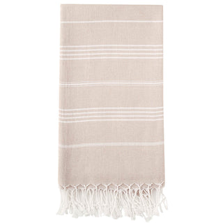 Beige and white stripped Turkish towel 