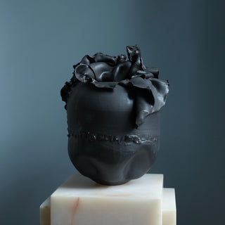 Black Ceramic Tulip Sculptural Vase by Erin Banta Wilford Ceramics