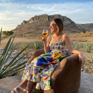 Britt enjoying a drink at Casa Silencio