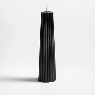 Greentree Petite Fluted Pillar Candle | Black