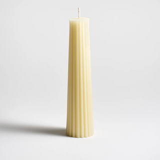 Greentree Petite Fluted Pillar Candle | Cream