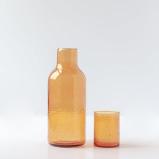 Handblown Hammered Glass Carafe - Amber