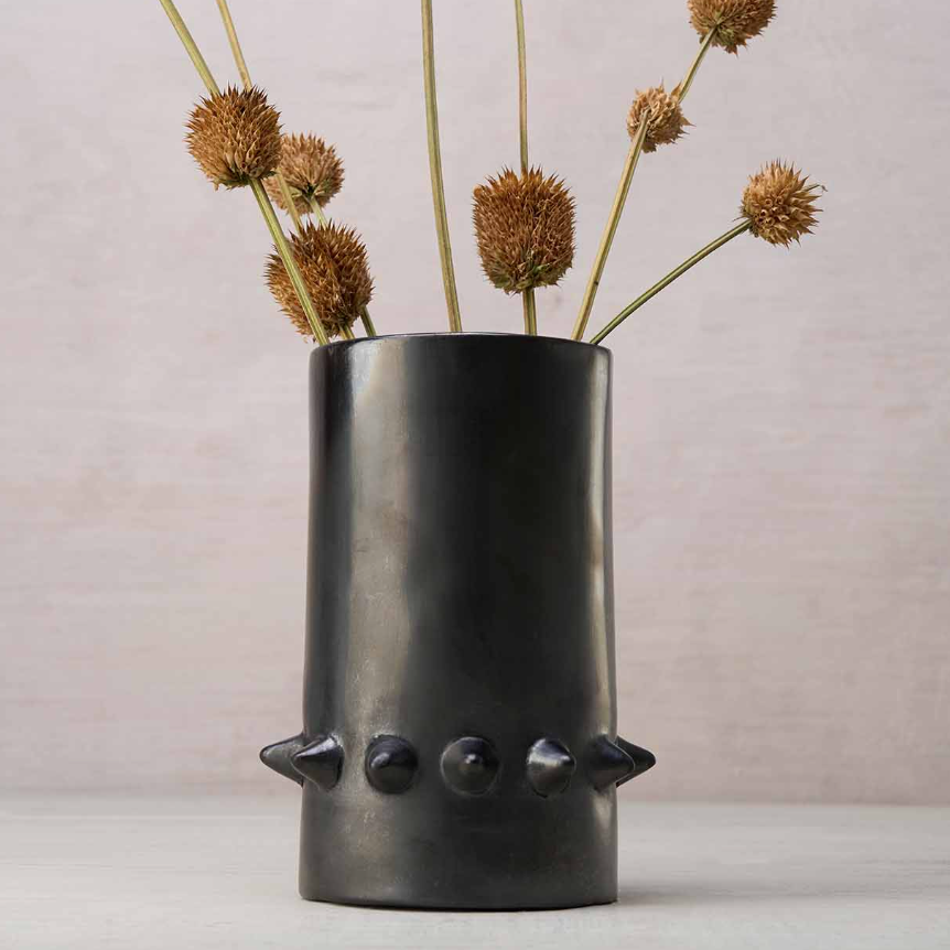 spiked black vase from Mexico 