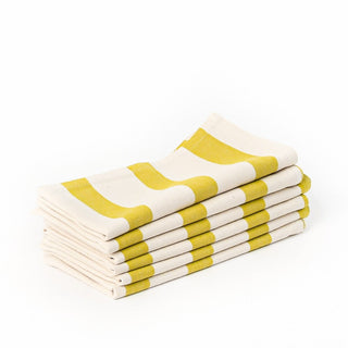 Yellow stripped cotton napkins set of 4 