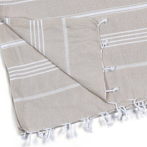 Beige and white stripped Turkish towel 