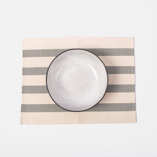 blue grey stripped placemat  with bowl 