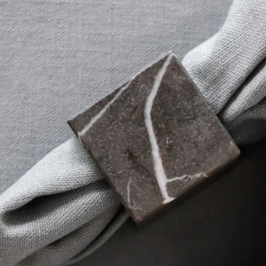 grey marble square napkin ring holder 