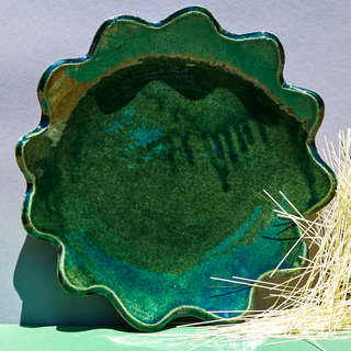 morgan peck glassy green scalloped platter large 