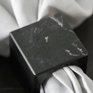 square black marble napkin ring holder 
