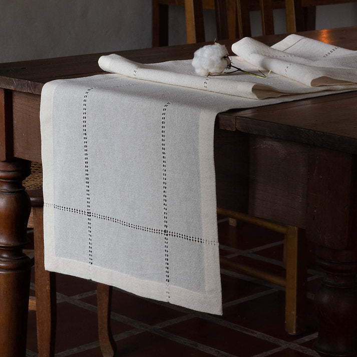 table runner by under the bough in cream 