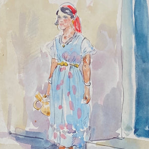 Moroccan Woman Watercolor from France