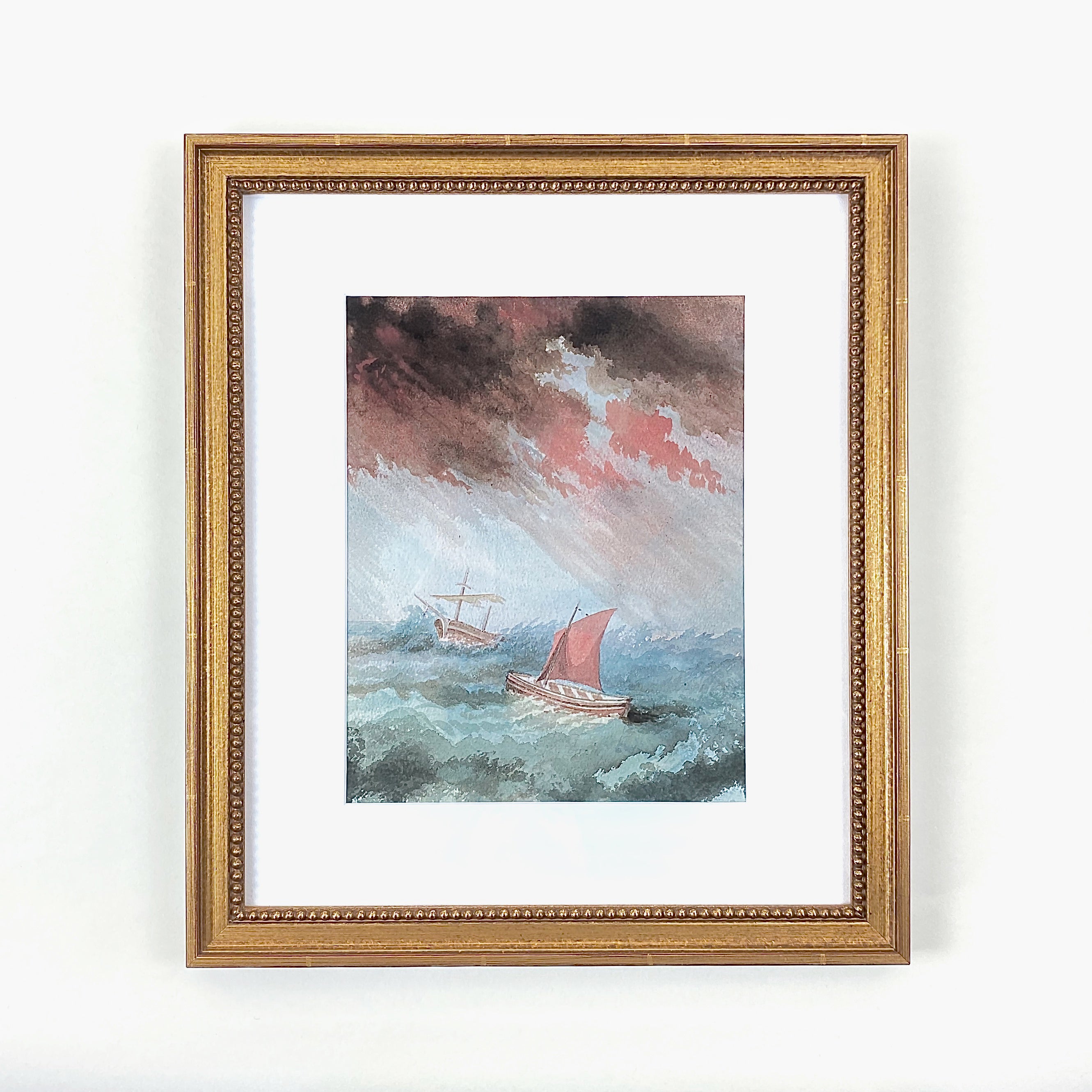 フランス　水彩画　ヴィンテージ Vintage Watercolor Ship from France – the hōm market