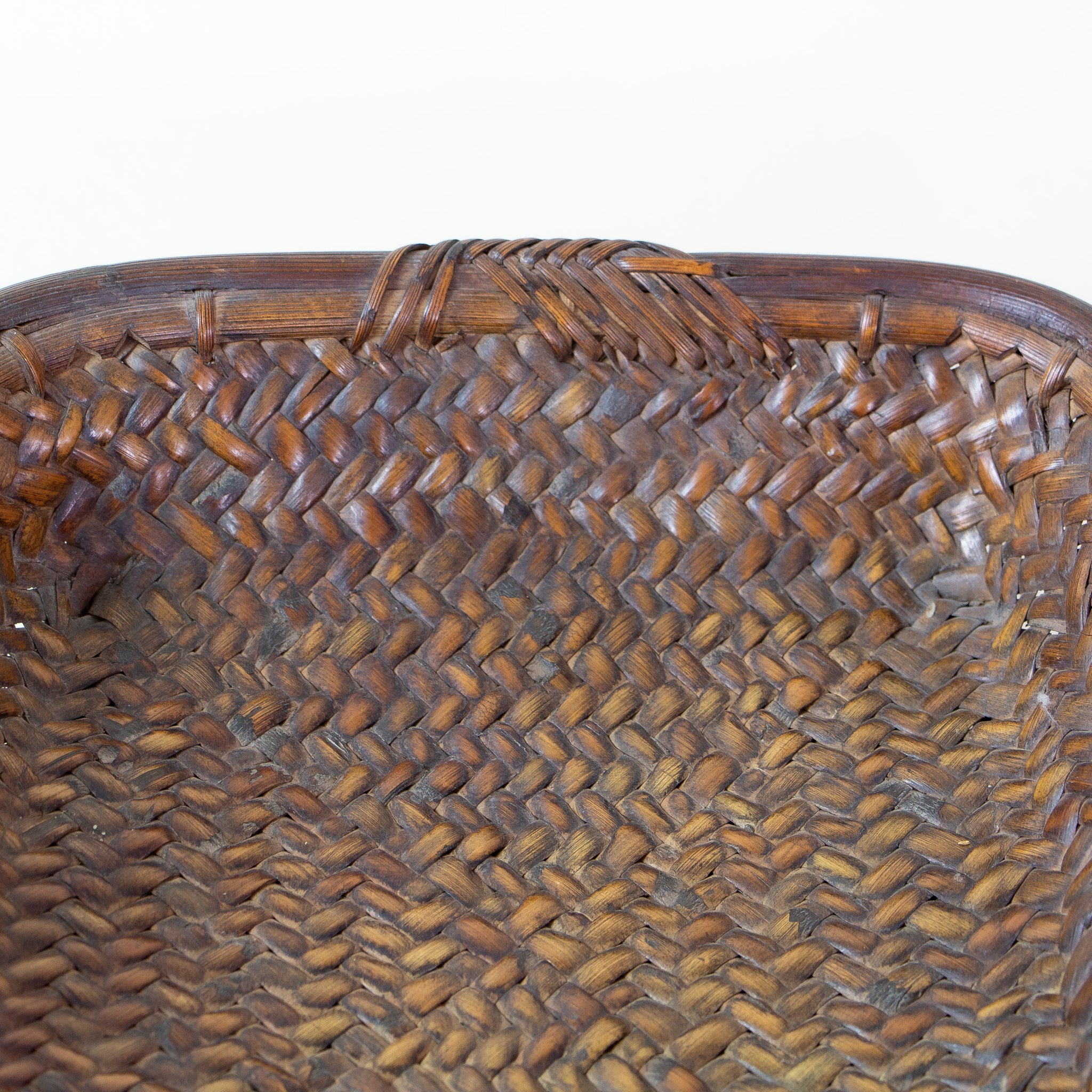 Vintage Filipino Woven Rattan and Wooden Basket