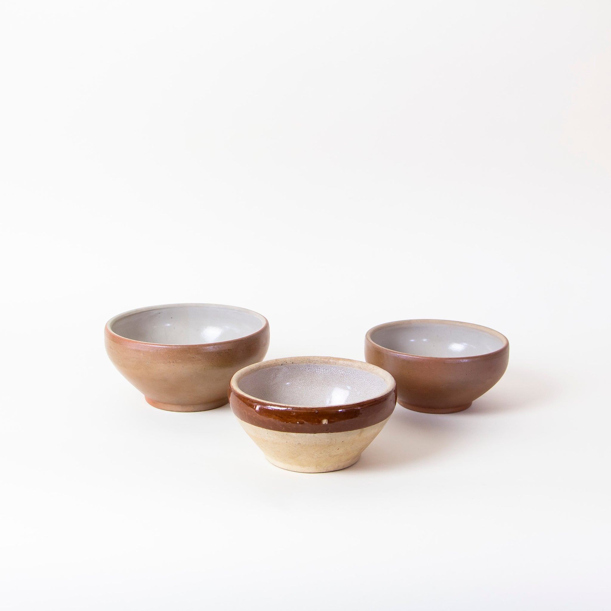 Antique French Stoneware Tian Bowls | set of 3