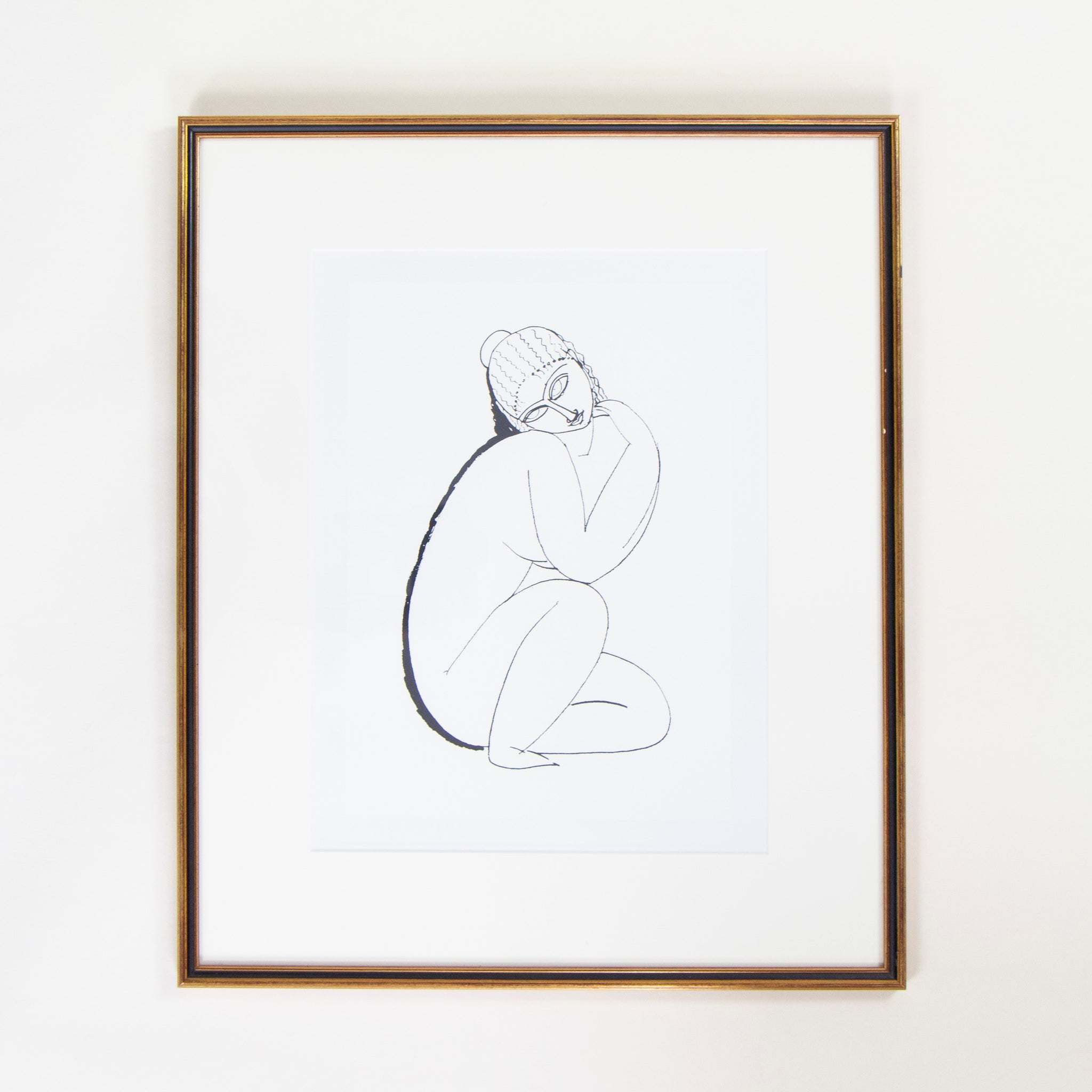 Black line figure drawing of African Woman 